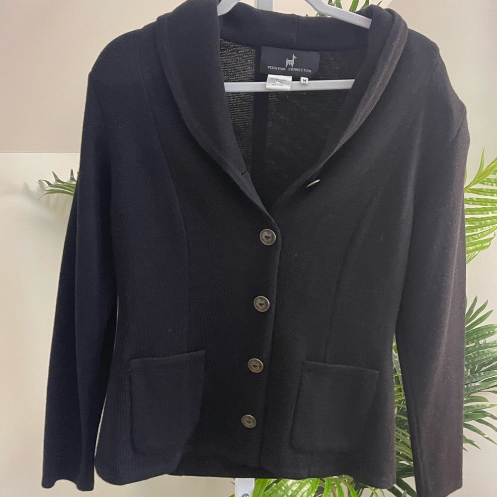 Peruvian Connection baby alpaca wool Cardigan pub‎ jacket Medium